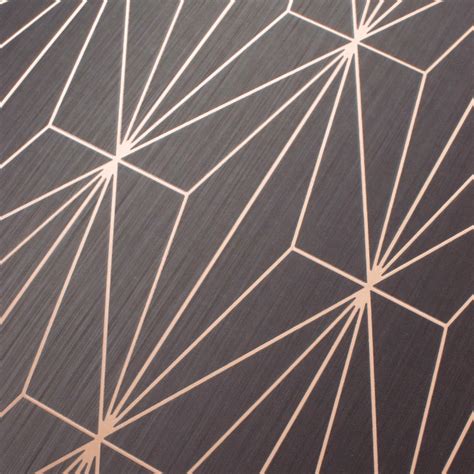 Muriva Kayla Metallic Geometric Triangles Wallpaper Charcoal And Rose