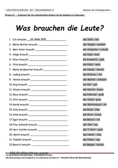A1 Was Brauchen Die Leute German German Grammar German