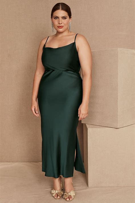 Cali Satin Charmeuse Midi Dress In 2021 Dark Green Bridesmaid Dress