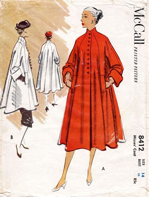 Vintage Sewing Pattern 1950s 50s Swing Coat Jacket Short Or Etsy