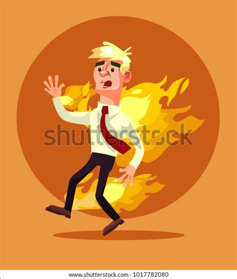 Man Burn Vector Flat Cartoon Illustration Vetor Stock Livre De