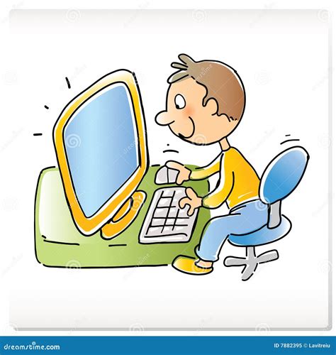 Kid With Computer Stock Vector Illustration Of Monitor 7882395