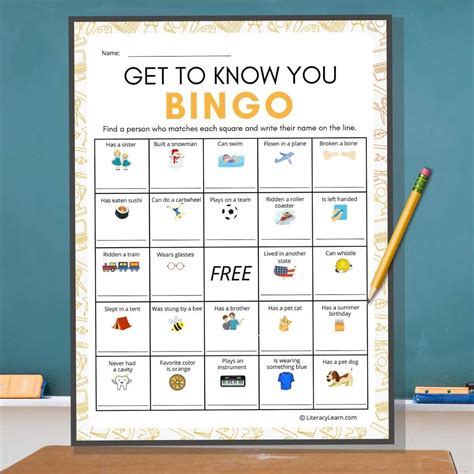 Get To Know You Bingo For Kids Free Printable Literacy Learn