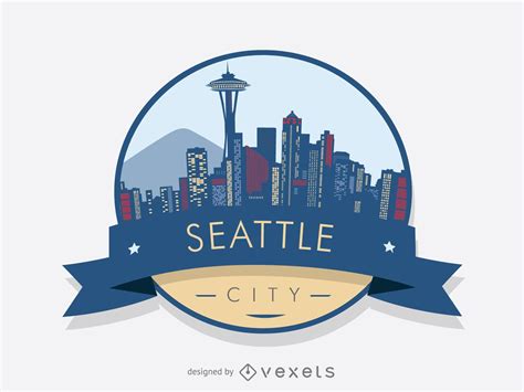 Seattle Skyline Badge Design Vector Download