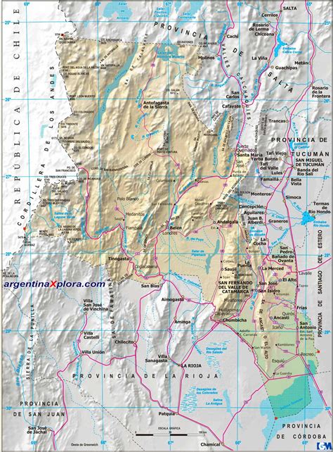 Mapa De Rutas Y Localidades De La Provincia De Catamarca Argentina