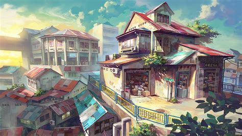 Japanese Anime Town Landscape Wallpapers Wallpaper Cave