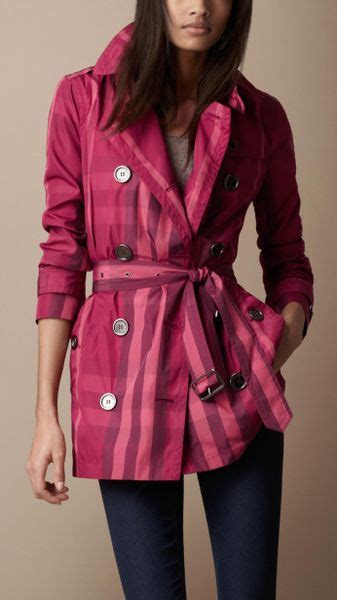 Burberry Brit Showerproof Check Trench Coat In Pink Hydrangea Pink Lyst