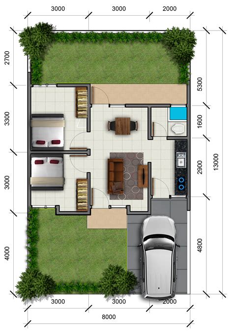 Rumah 1 Lantai 8 x 13 M2 - Jasa Desain Rumah Murah Jakarta