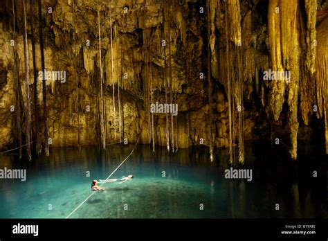Cenotes An Underwater Sinkhole Mayan Ruins In Yucatan Mexico Stock