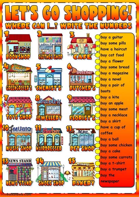 Shops And Shopping Interactive And Downloadable Worksheet You Can Do The Exercises Online Or