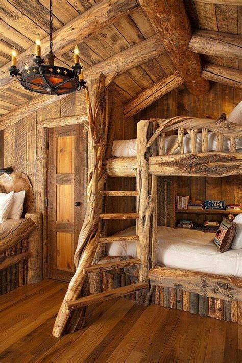 Awesome Room Log Homes Cabin Bunk Beds Rustic House