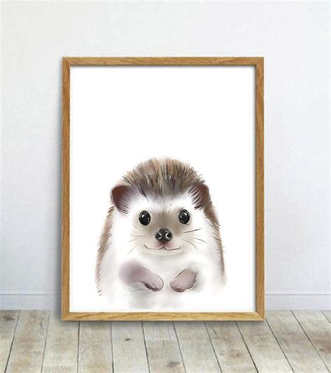 Hedgehog Print Woodland Animal Wall Art Nursery Decor Etsy