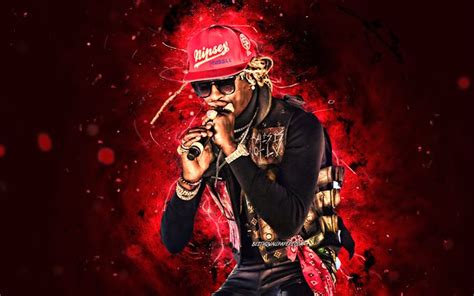 Download Wallpapers Young Thug 2020 4k Red Neon Lights American