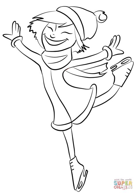 Download or print this coloring page in one click: Cartoon Ice Skater Girl coloring page | Free Printable ...