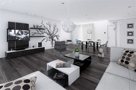 Modern Contemporary Inspire Black And White Living Room Design Pics