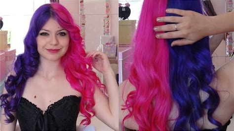 Half Pink Half Purple Hair Tutorial Youtube
