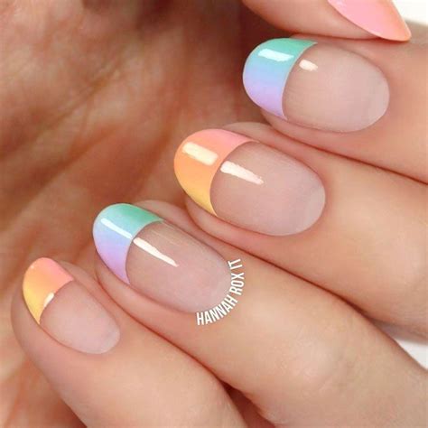 Unique And Flawless Rainbow Nails Ideas French Tip Nail Designs