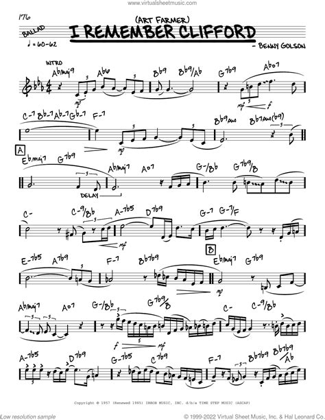 I Remember Clifford (solo only) sheet music (real book - melody and