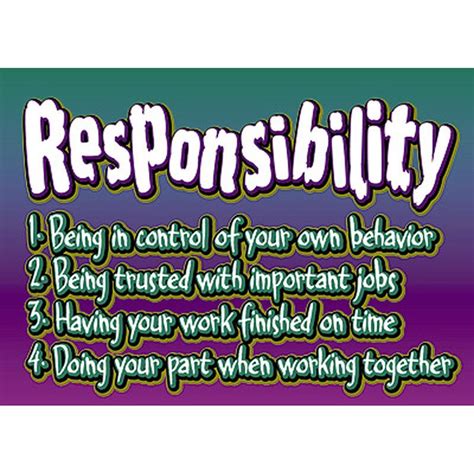 Poster Responsibility Positive Character Traits Character Trait And