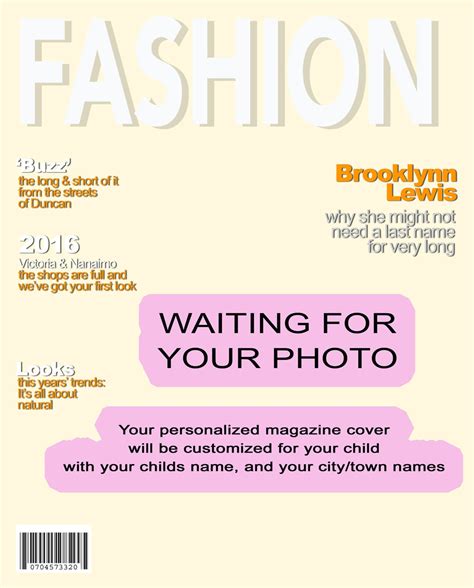 Personalized Magazine Cover Digital File Unique T Printable Girls