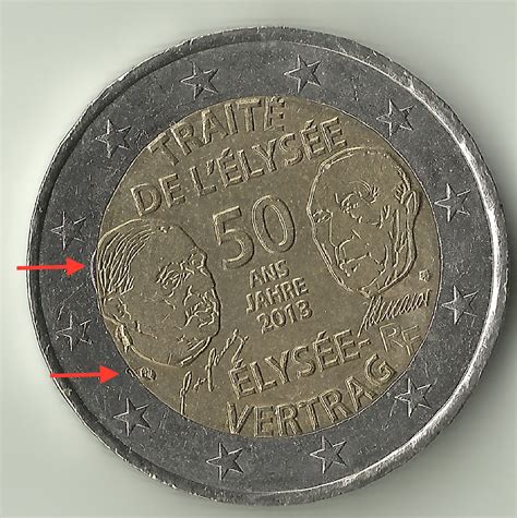 2 Euros 50 Ans Du Traité De Lelysée Image Débordante Numista