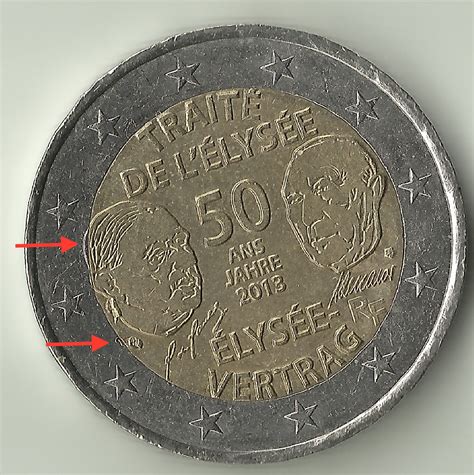 2 euros 50 ans du traité de l'Elysée image débordante – Numista