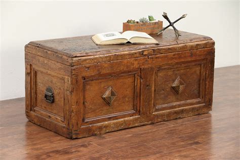 The metal on an antique trunk is designed to protect the trunks corners. Country Pine Antique Primitive Carpenter Tool Chest, Trunk ...