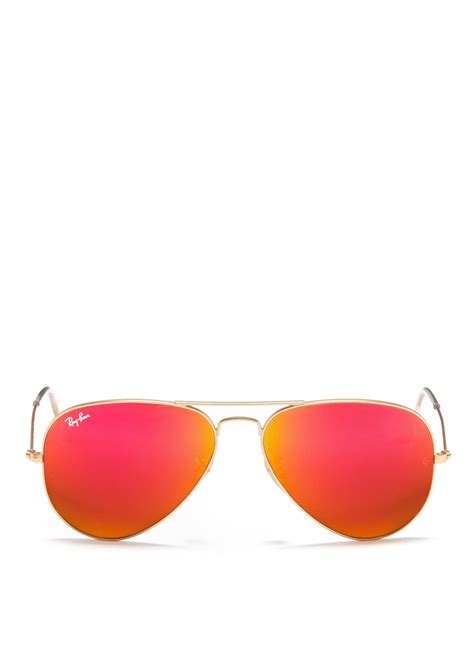 Ray Ban Aviator Large Metal Mirror Sunglasses In Metallicorange Orange Lyst