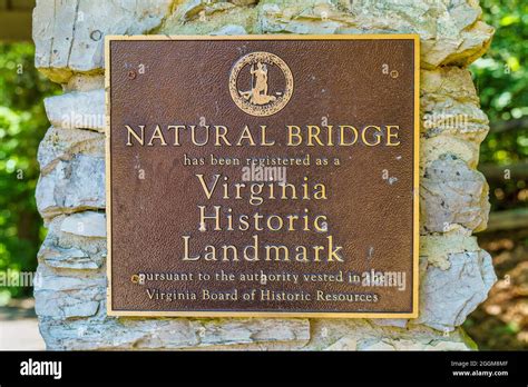 Virginia Historic Landmark Plaque On The Entrance To The Cedar Creek