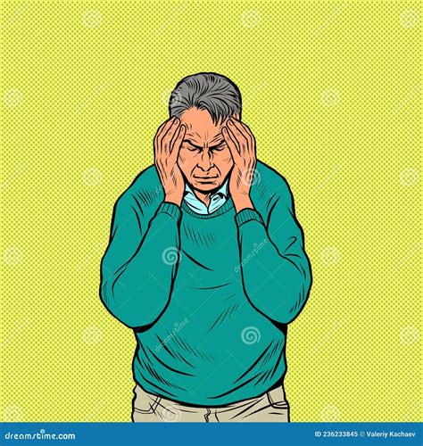 An Elderly Man Headache Medical Symptom Migraine Cancer Hypertension