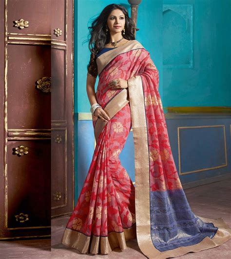 Pink And Blue Faux Bhagalpuri Silk Woven Saree Party Wear Sarees Saree Indian Sarees
