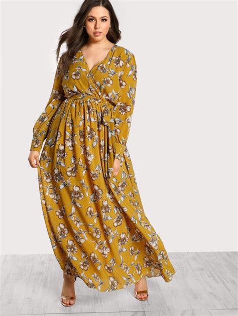 Shop Floral Print Long Sleeve Maxi Dress Online Shein Offers Floral