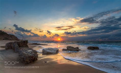 As Sunset Dips Into The Sea Ashkelon National Parks Sunset