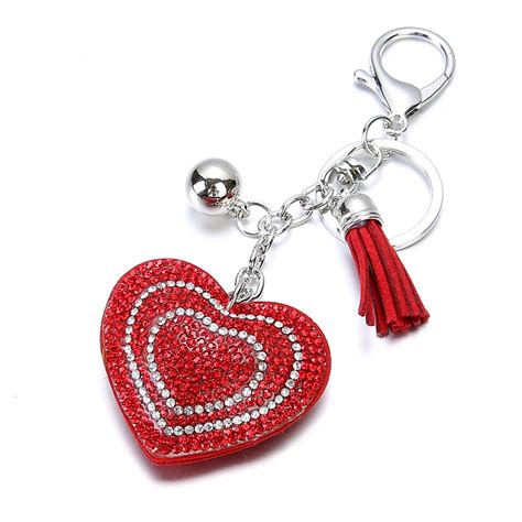5 Styles Bling Rhinestone Keychain Cute Colorful Heart Keychain Keyring