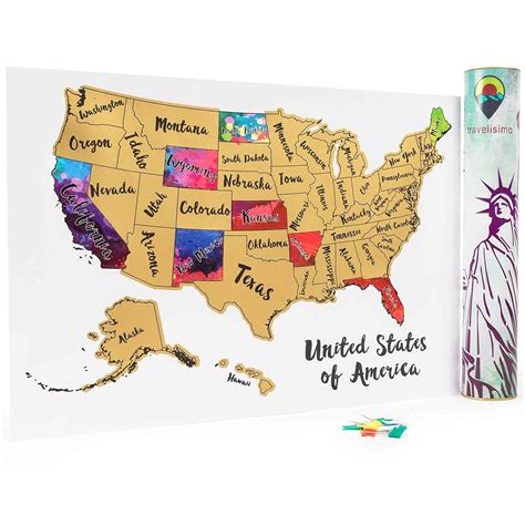 Travelisimo Scratch Off Map Of The United States Usa Travel Accessories