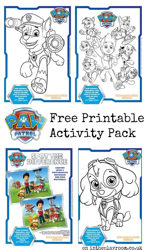 Free printable paw patrol pic. Paw Patrol Colouring Pages and Activity Sheets - In The ...