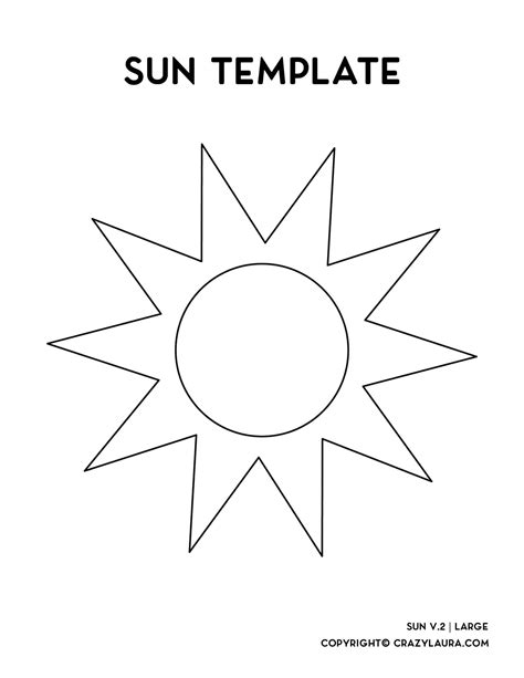Free Sun Template Outlines And Craft Printables Crazy Laura In 2021