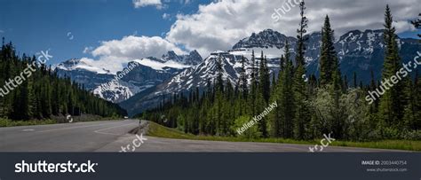 Highway Through Rocky Mountains Forest Landscape Stock Photo 2003440754