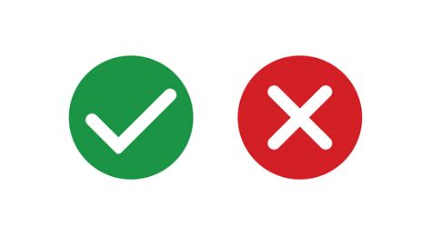 Checkmark Icons Set Tick And Cross Sign Green Check Mark And Red X Cross Icon Isolated On