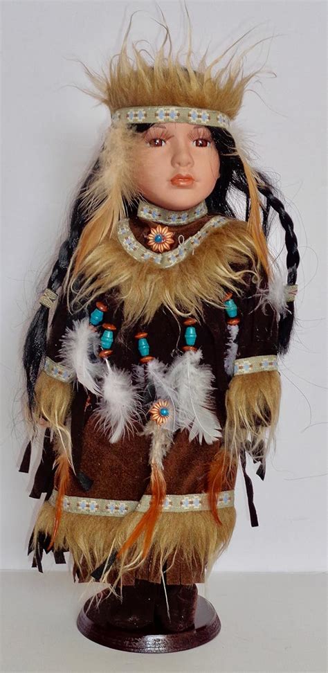 cathay collection 16 native american indian princess porcelain doll dark brown
