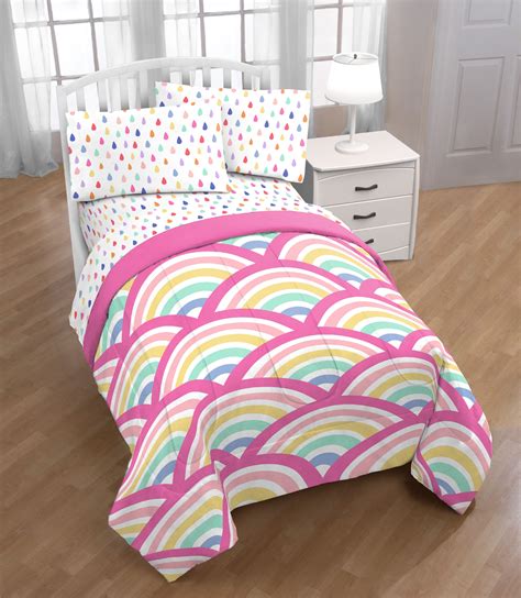 Trend Collector Rainbow Twin Bed In A Bag Bedding W Reversible Pink