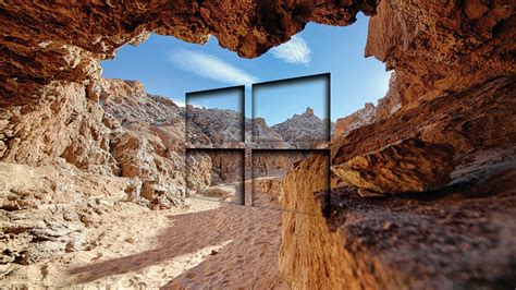 Windows 10 Glass Simple Logo In A Cave Wallpaper