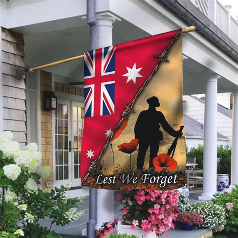 ensign australian lest we forget flag poppy red veterans anzac day fla prideearth