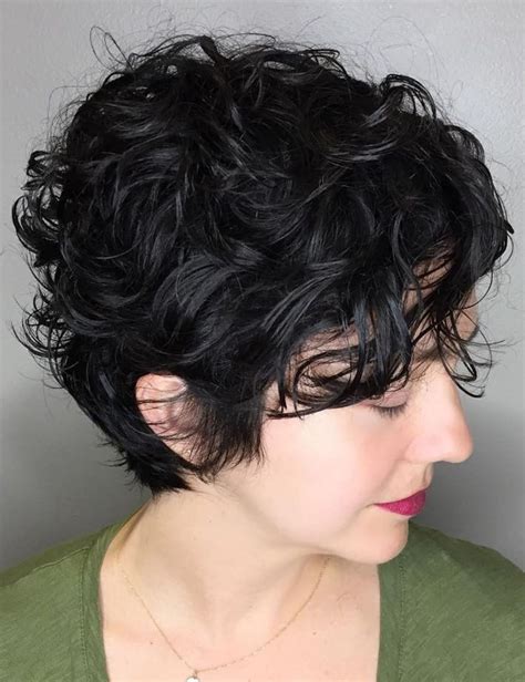 Long Black Pixie With Messy Curls Short Wavy Hair Curly Pixie