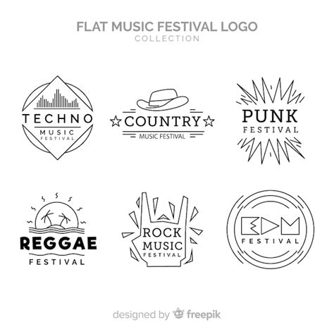 Free Vector Flat Music Festival Logo Collection