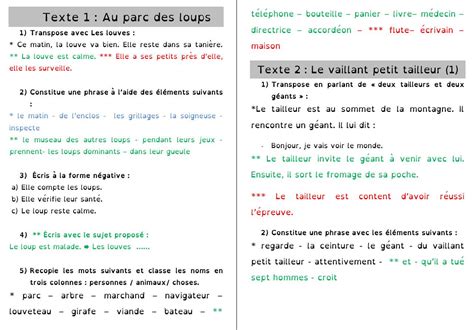 La Grammaire Au Jour Le Jour Tome 1 Textes - Exemple de Texte