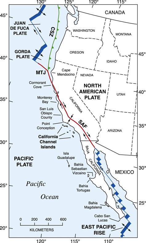 Map Showing The Plate Tectonic Setting Of Western North America