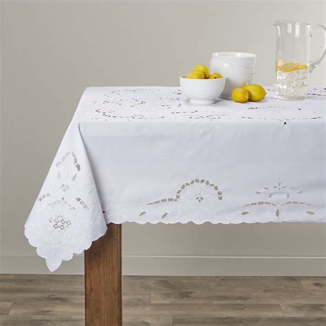 Sapphire Embroidered Design Tablecloth Size 60 X 120 Color White