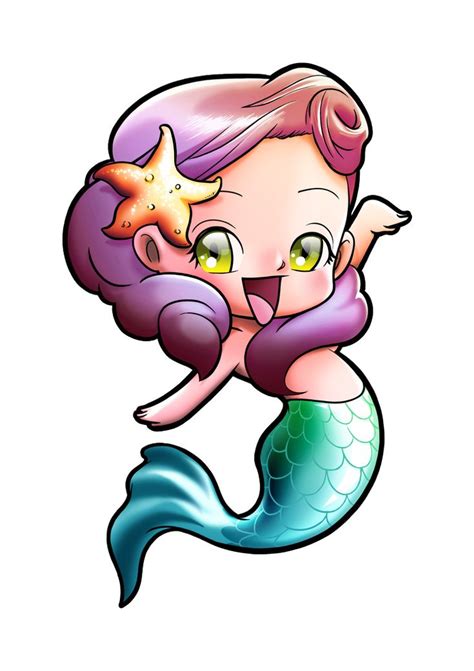 Chibi Mermaid By Gomitas Mermaid Cartoon Mermaid Drawings Little