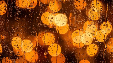 X Rain Drops Orange Bokeh Lights K K HD K Wallpapers Images Backgrounds Photos And